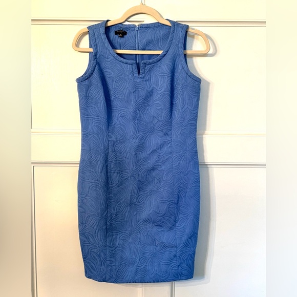 Talbots Petite Blue Dress Textured Sheath Dress 4P Sleeveless Lined - Picture 2 of 8